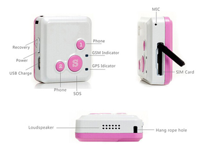 RF-V16 Mini GPS Tracker SOS Communicator Personal GSM / GPRS Tracking Device for Kids Child Elderly