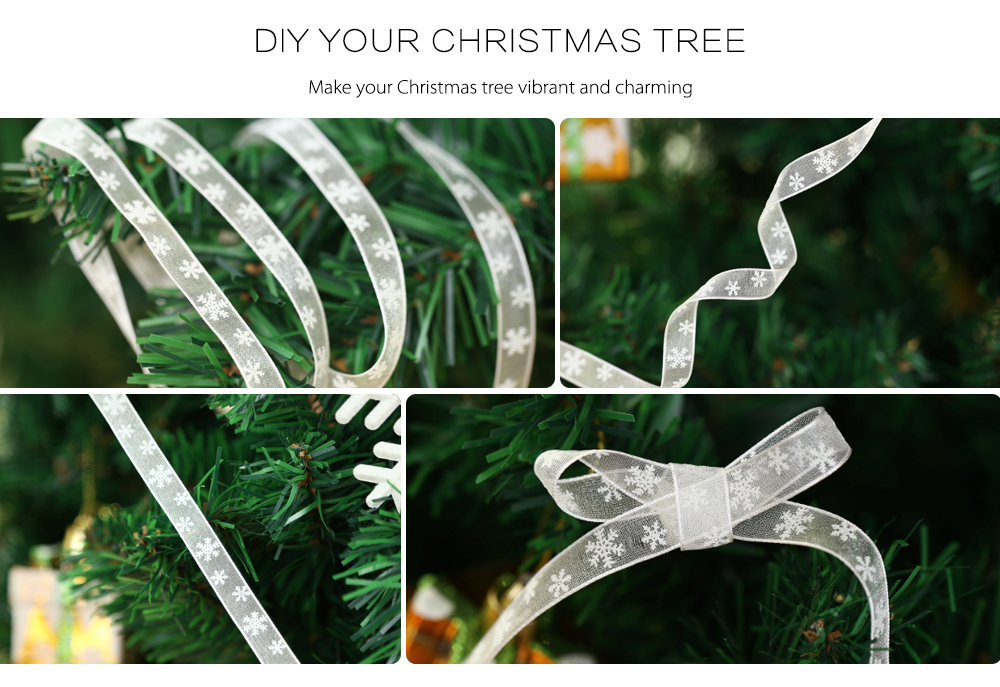 2m x 10mm / 25mm Winter Christmas Snowflake Craft Ribbon Xmas Tree Decoration